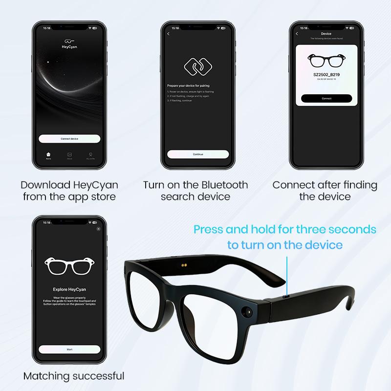 AI Smart Glasses 800W HD Bluetooth Camera 1080P Video Recording Sunglasses Real-Time Translation for Android iOS