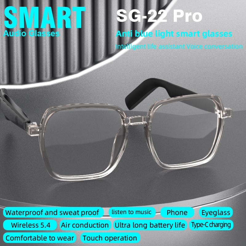 Discover the Revolutionary Features of SG22 스마트 안경, Blue Light Blocking, Fashion Transparent Frame, 8-Hour 음악 재생, Unisex Daily Wear 80+80mAh Bettary