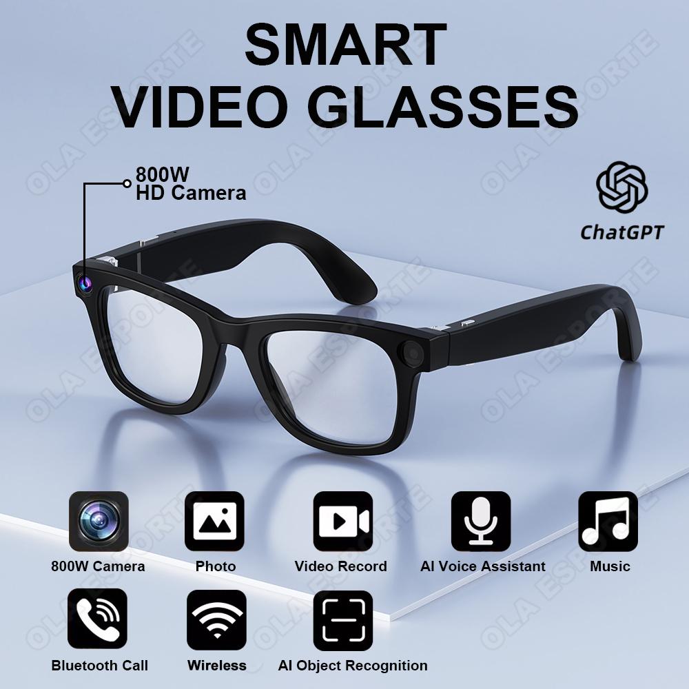New Smart Glasses 800W Camera Video Recording Photo Album Music Playback Bluetooth Call Image Recognition Glasses For Men Women