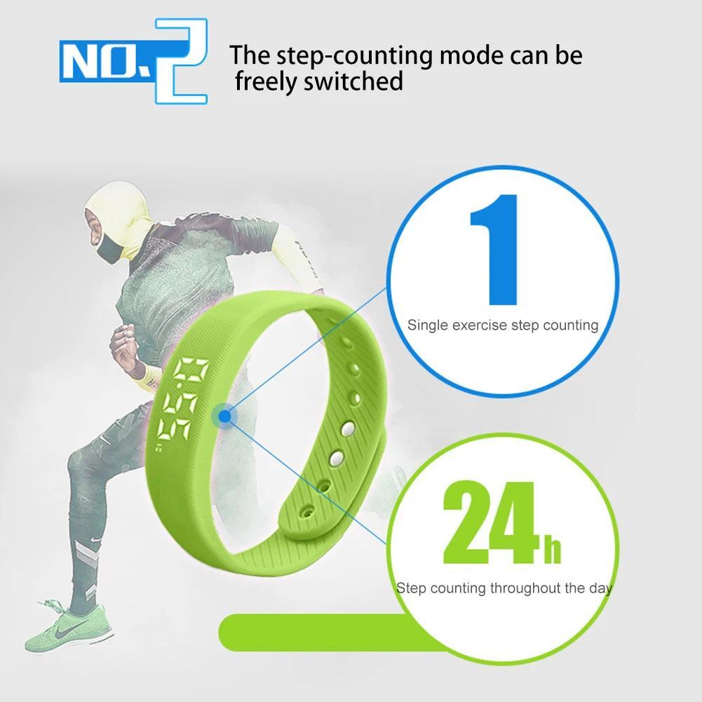 LED Digital Smart Bracelet Waterproof Smart Clock Smartband Vibration Alarm Reminder with Running Pedometer Monitor Smart Band