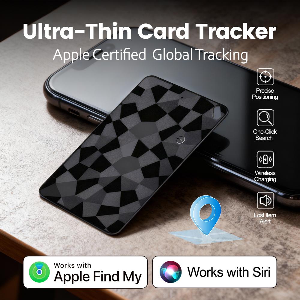 Wireless Charging Wallet Tracker, Card Locator, Compatible with Apple Find My App, GPS Finder, Ultra-thin Design, Suitable for Finding Luggage and Keys