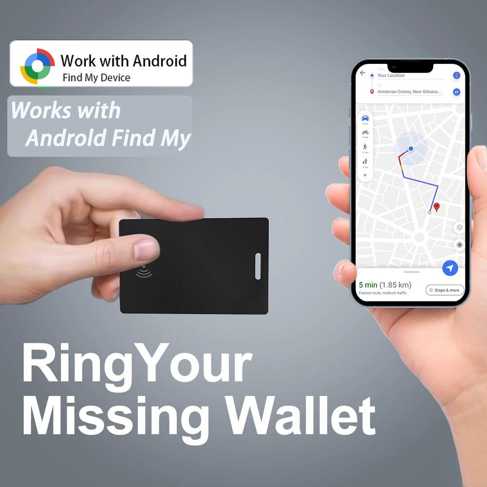 Wallet Finder, Bluetooth Tracker Item Smart GPS Locator Card for Luggage Passport for Android Phone Samsung Work with Google Hub