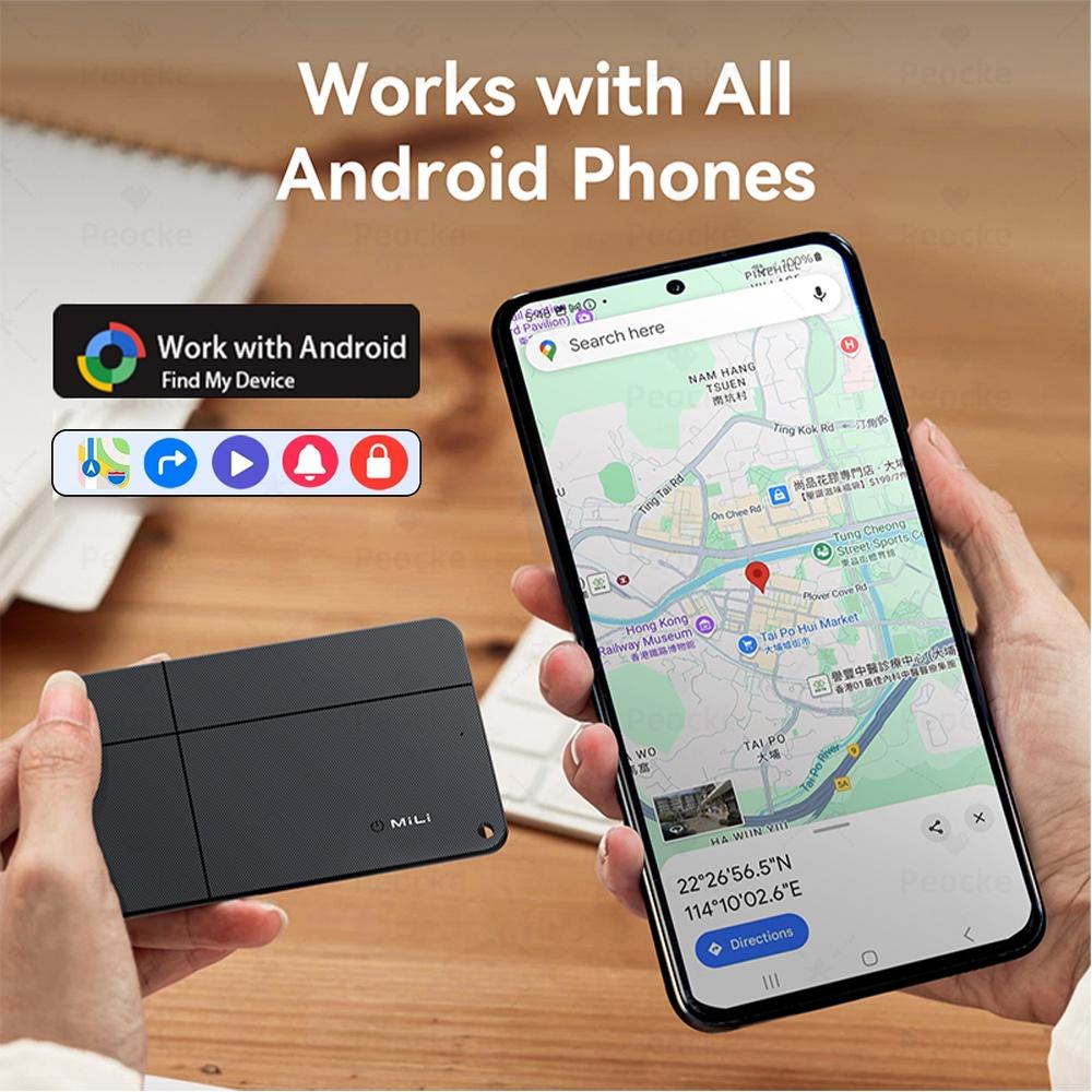Anti-Loss Wallet, Card Holder, Keychain, Smart Tag, Waterproof, with Google Find Hub, Bluetooth, Ultra-Thin Design, Compatible with Android, Wireless Charging