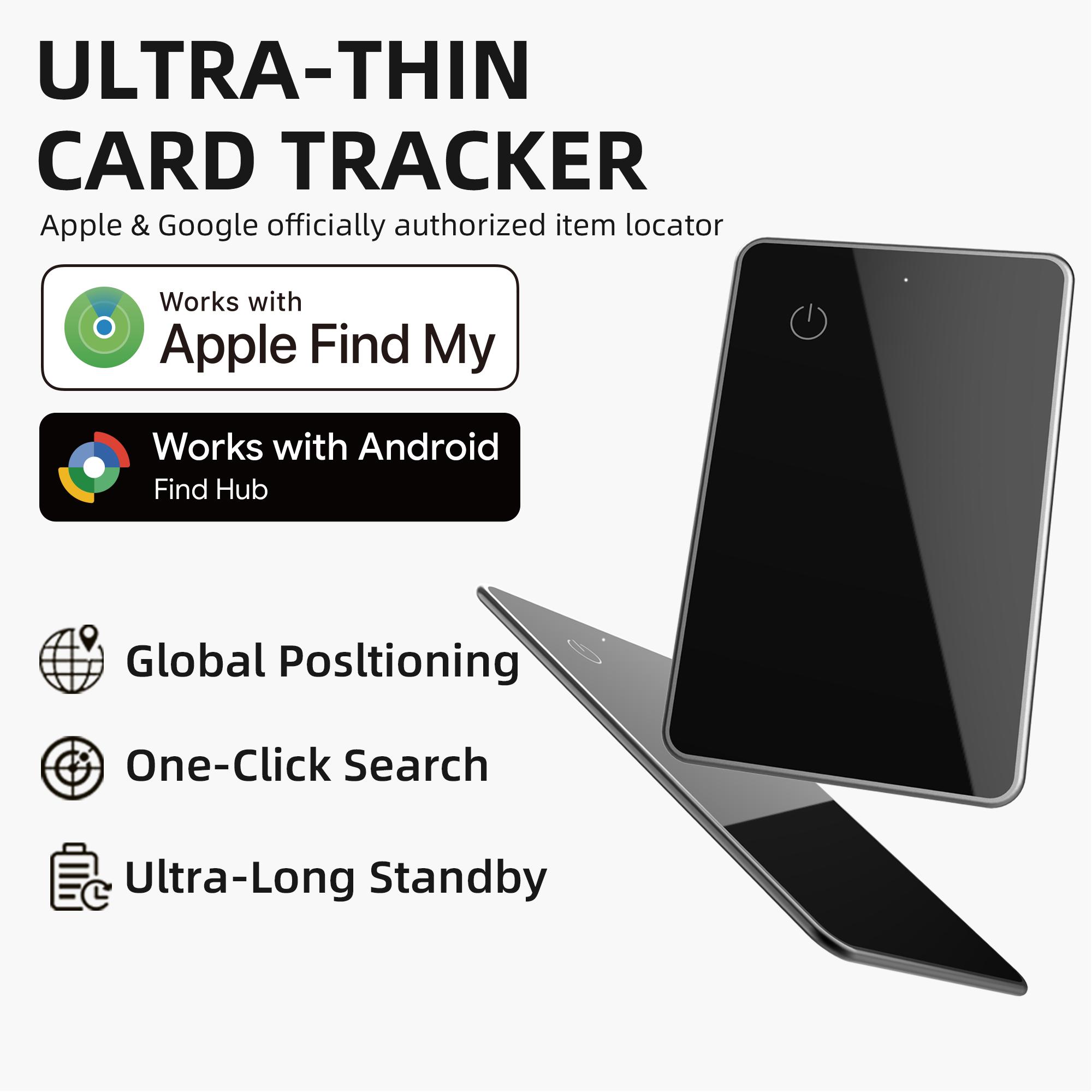 Ultra-Thin Smart Wallet Tracker Card for Apple and Android, Dual System, Luggage Lockfinder Tag, Compatible with Google Search, Find My Device