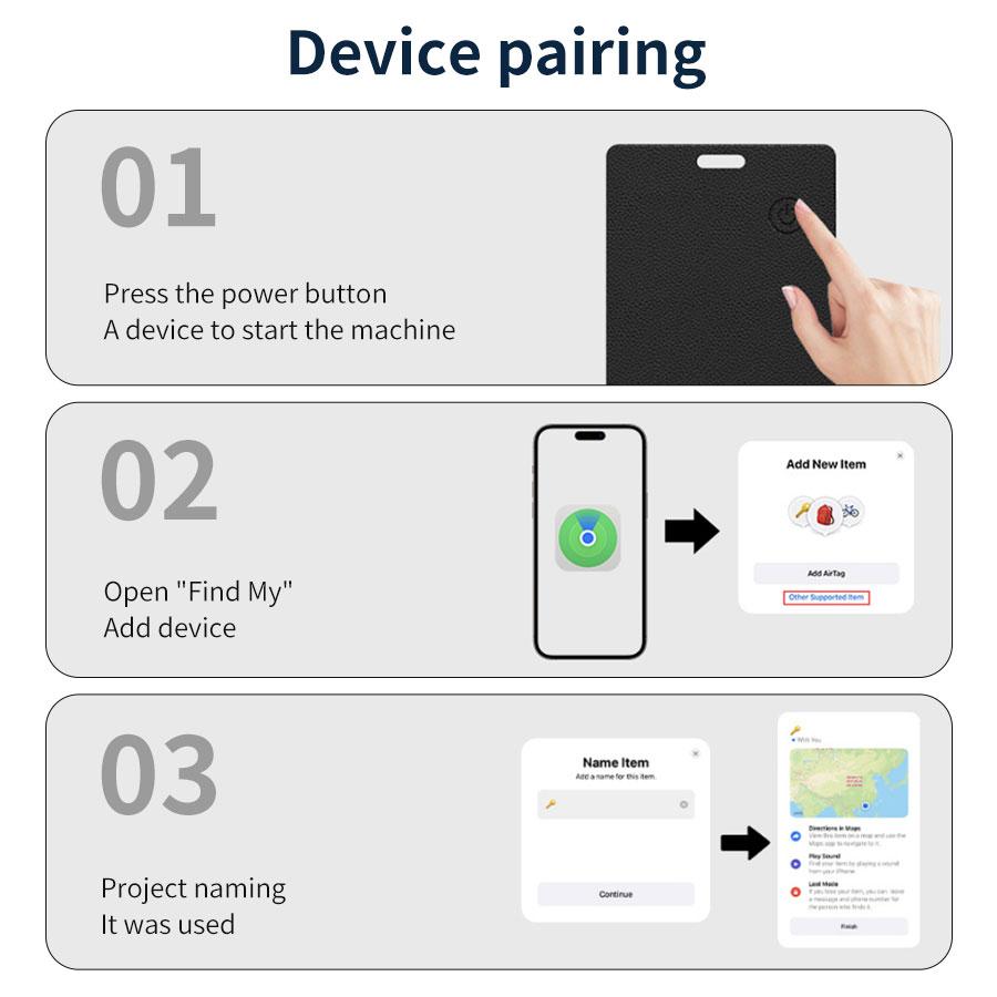 Rechargeable GPS Tracker for iPhone IOS Smart Tag Find My App MFi Bluetooth Anti-loss Card Global Positioner Locator Wallet Key