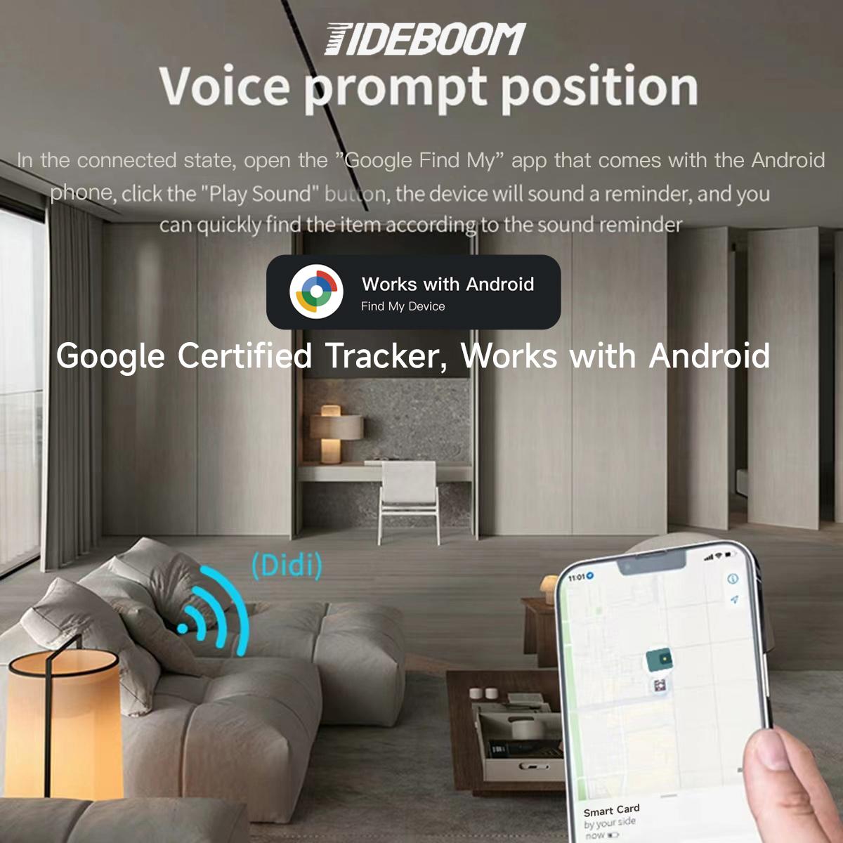 Android Tracker Card, Ultra Slim, Global GPS, Wireless Charging, Waterproof, Smart Wallet Tracker with Google Device Finder App