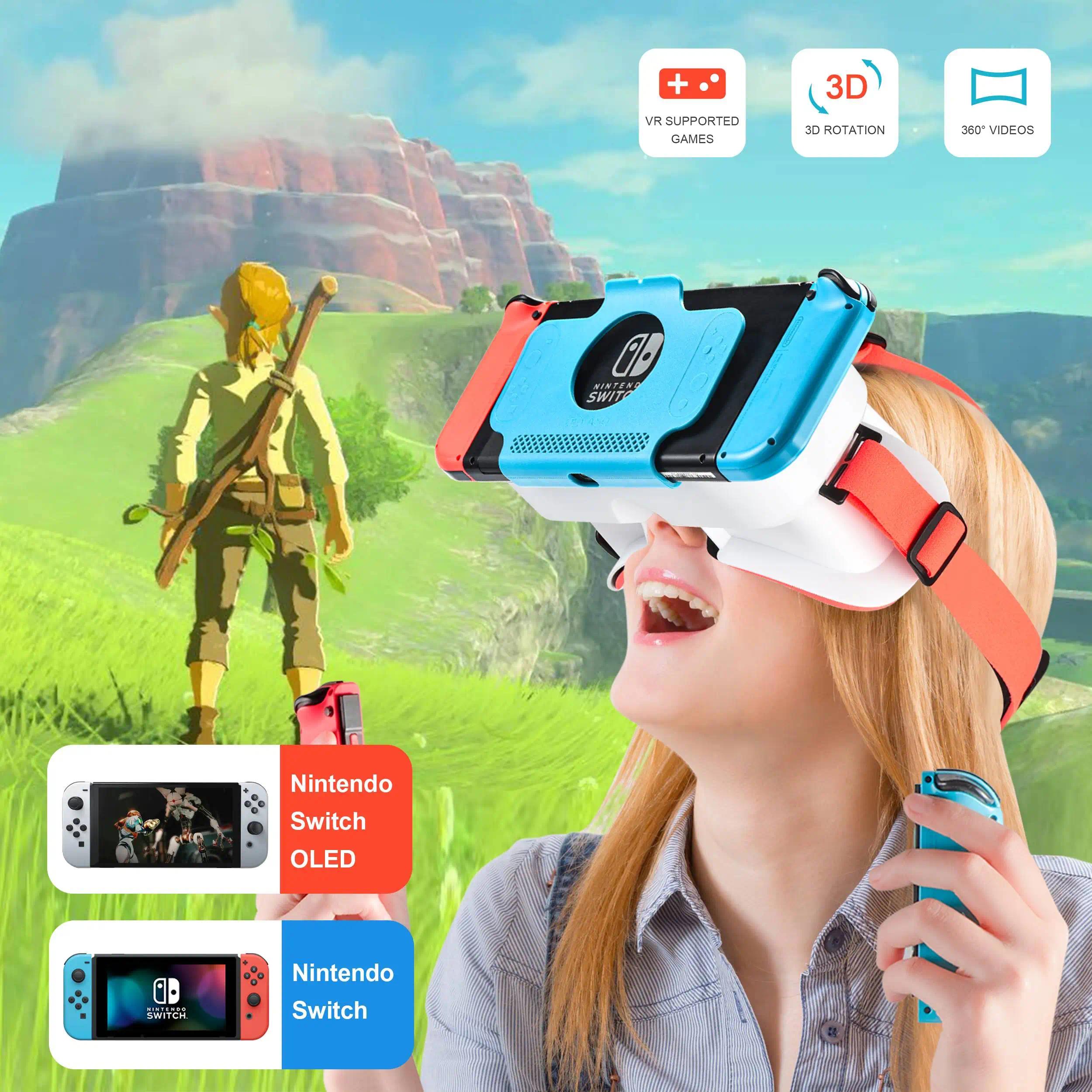 VR Glasses, Compatible with Nintendo Switch OLED, 3D Glasses, Virtual Reality, Movie Viewer for Switch Game Headset, Adjustable Large Lenses, VR Glasses