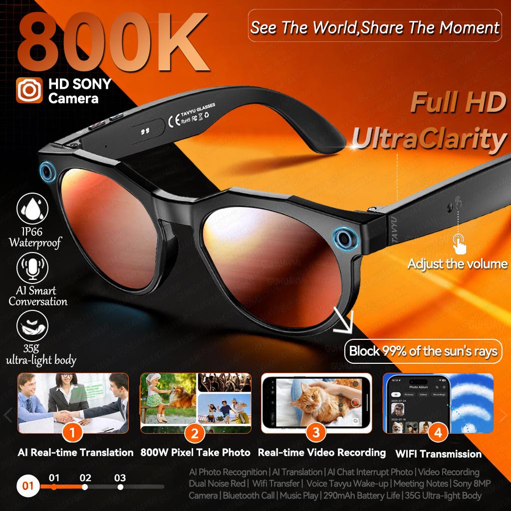 Smart Glasses, New 2022 Model, 4K HD AI Technology, 800W Pixel Camera, Bluetooth Calling, 4GB WIFI Connectivity, Voice Assistant, Perfect for Men and Women